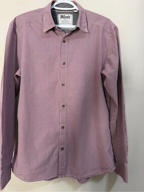 Mexx Men's Red and White Micro-Check Button-Down Shirt